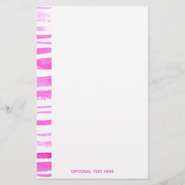 Papelaria Tiras de Cor de Água Moderna Rosa (Frente)