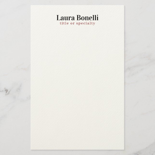 Papelaria Título de Nome Simples Moderno Profissional Minima (Frente)