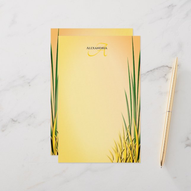 Papelaria Título do Monograma Personalizado Folheto de Borda (Frente/Verso In Situ)