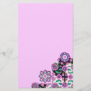 Papelaria TOPKAPI/damasco floral verde roxo do rosa