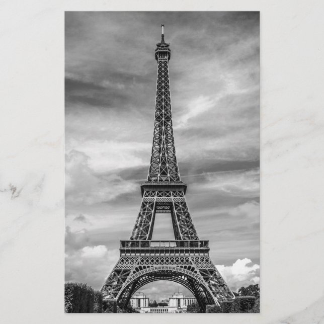 Papelaria Torre Eiffel Preto e Branco Paris França (Frente)