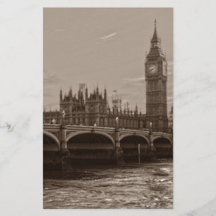 Papelaria Torre Sepia Big Ben Palácio de Westminster