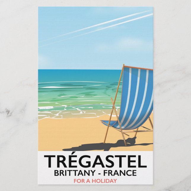 Papelaria Trégastel, poster de viagens de praia da Bretanha, (Frente)