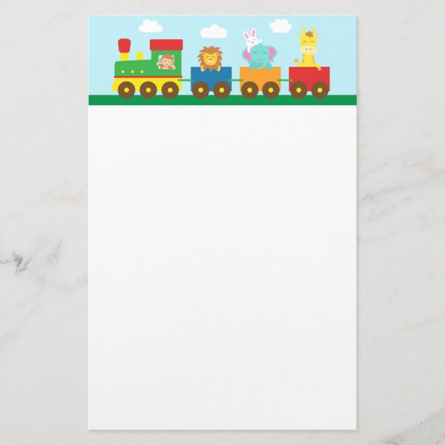 Papelaria Trem bonito colorido dos animais para miúdos (Frente)