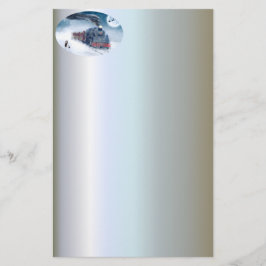 Papelaria Trem da meia-noite do Natal com menina e papai