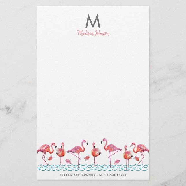 Papelaria Trendy Flamingo Pink e Blue bird - desenho de mono (Frente)
