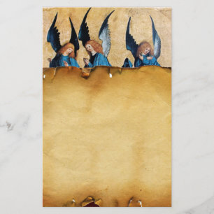 Papelaria Três ângulos em azul, pergaminho castanho