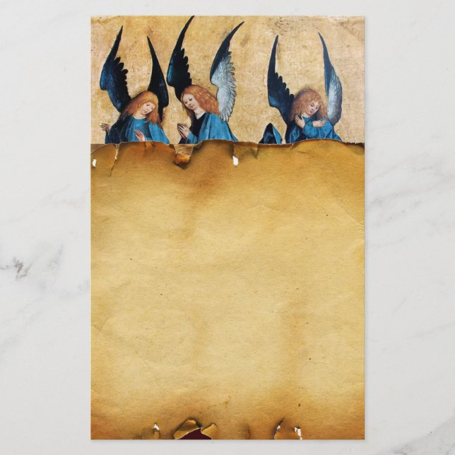 Papelaria Três ângulos em azul, pergaminho castanho (Frente)