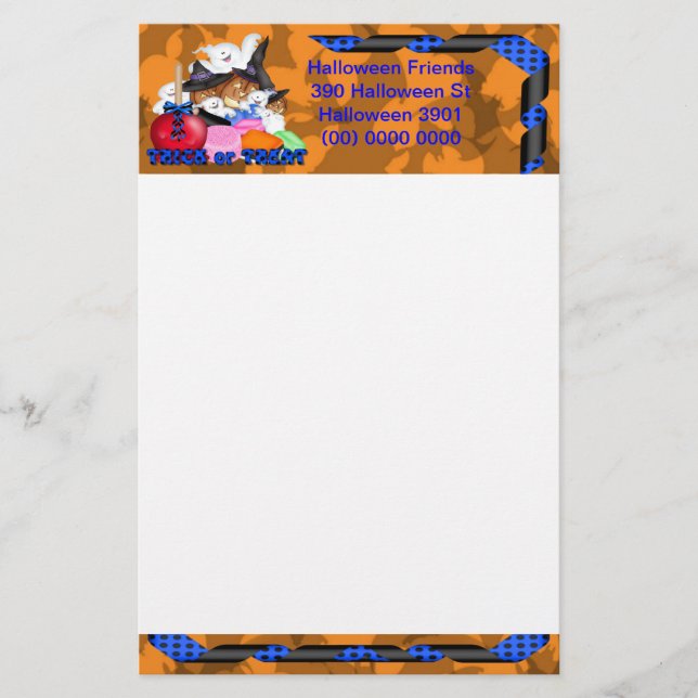 Papelaria Trick ou Tratar o Ghost & Pumpkins Stationery (Frente)