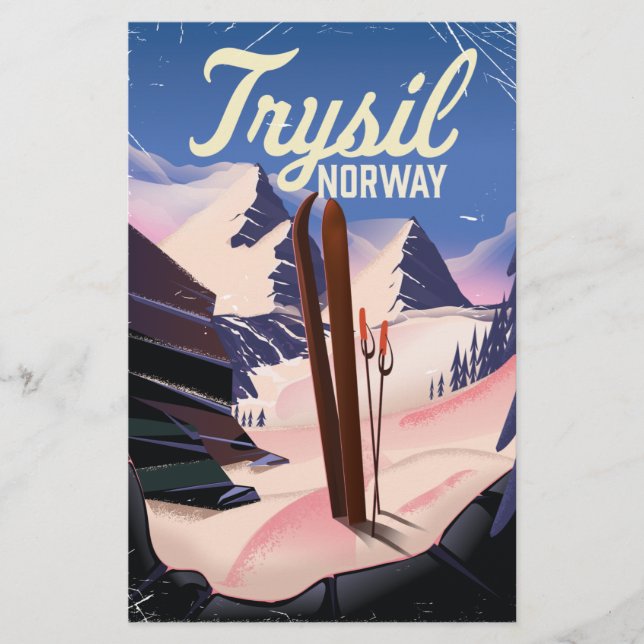 Papelaria Trysil Noruega esqui (Frente)