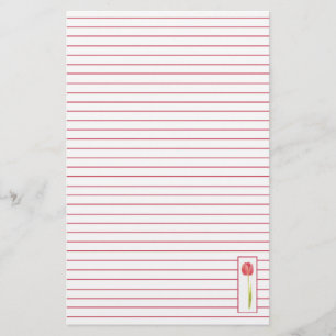 Papelaria Tulipa vermelha papel de carta alinhado da letra