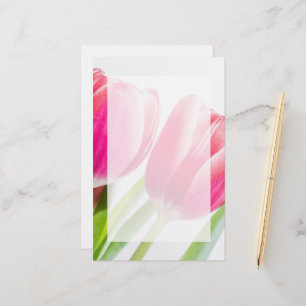 Papelaria Tulipas Rosa com Foto de Folhas Verdes