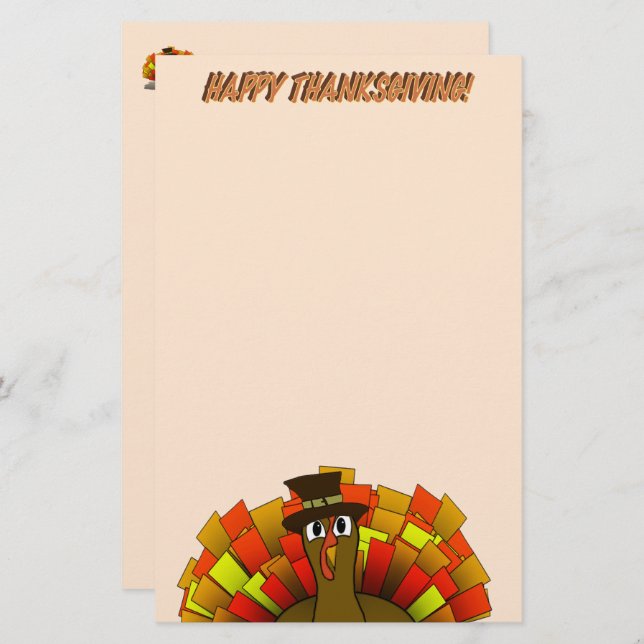 Papelaria Turkey Pilgrim Thanksgiving  (Frente/Verso)