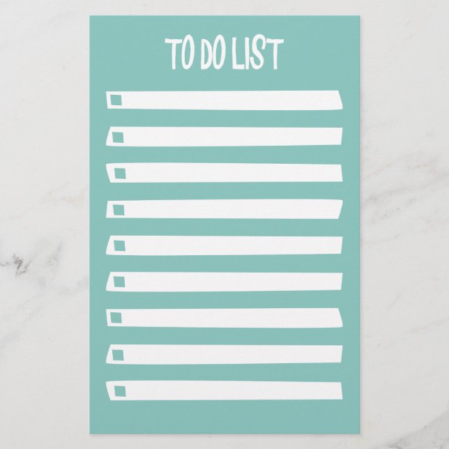 Papelaria Turquesa Blue White Simple Girly To Do List (Frente)