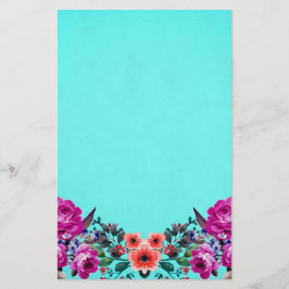 Papelaria Turquesa rosa vermelha e púrpura