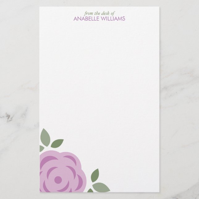 Papelaria Única flor da lavanda personalizada (Frente)