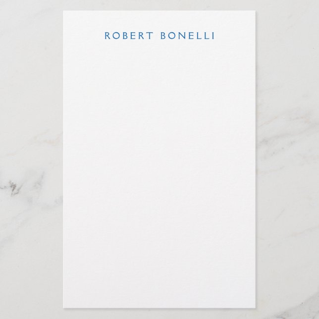 Papelaria Único Branco Azul Minimalista Moderno (Frente)