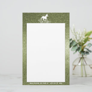 Papelaria Unicórnio brilhante e estrelas Carta Verde