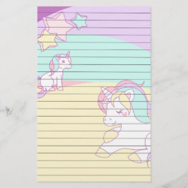 Papelaria Unicórnios Pastel no rosa roxo amarelo e no