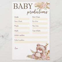 ursinho de pelúcia de predição de chá de fraldas