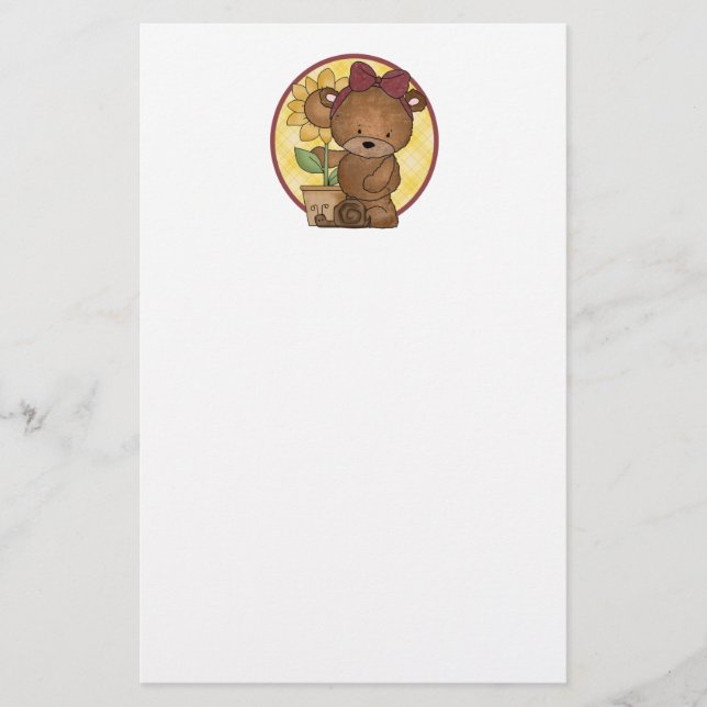 Papelaria Urso de pelúcia de jardinagem (Frente)