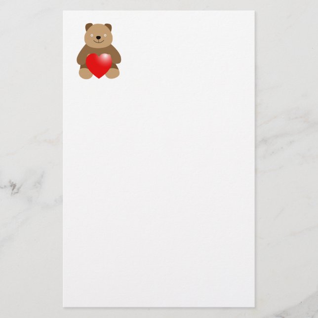 Papelaria Urso engraçado com coração (Frente)