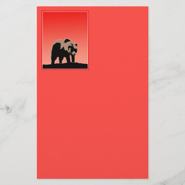 Papelaria Urso Grizzly no Sunset - Arte original sobre a vid (Frente)