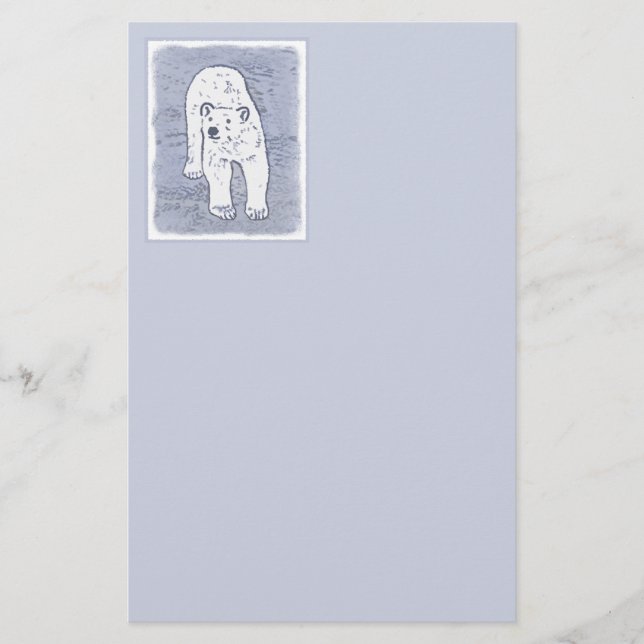 Papelaria Urso Polar na Pintura do Gelo - Arte Original da V (Frente)