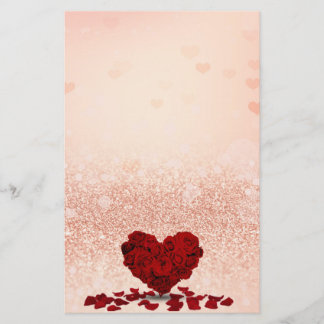 Papelaria Valentines Day Red Rose Heart Bouquet Pastel Peach