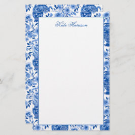 Papelaria Vases Florais De Jar De Gengibre Azul E Branco