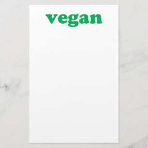 Papelaria "Vegan", letras verdes, fundo branco