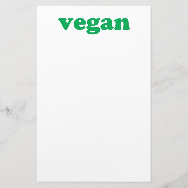 Papelaria "Vegan", letras verdes, fundo branco (Frente)