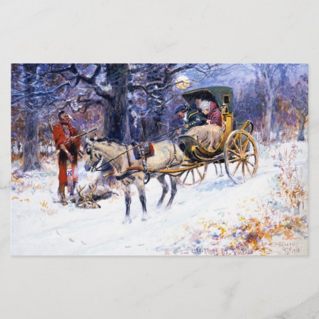 Papelaria Velho Natal em Nova Inglaterra (por Charles Russel (Frente)