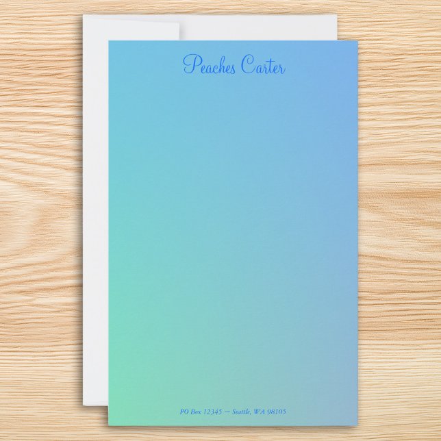 Papelaria Verde Aqua Azul Ombre Suave (Soft Green Aqua Blue Ombre Stationery)