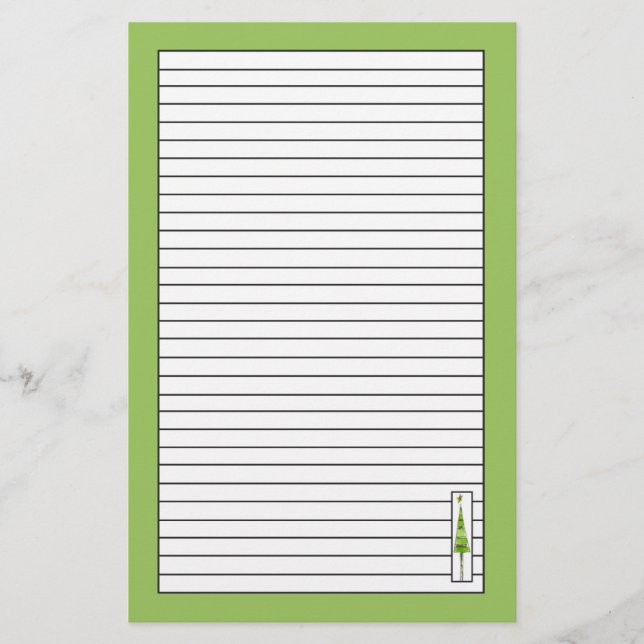 Papelaria Verde limão de Desenho da Árvore de Natal Vinculad (Frente)