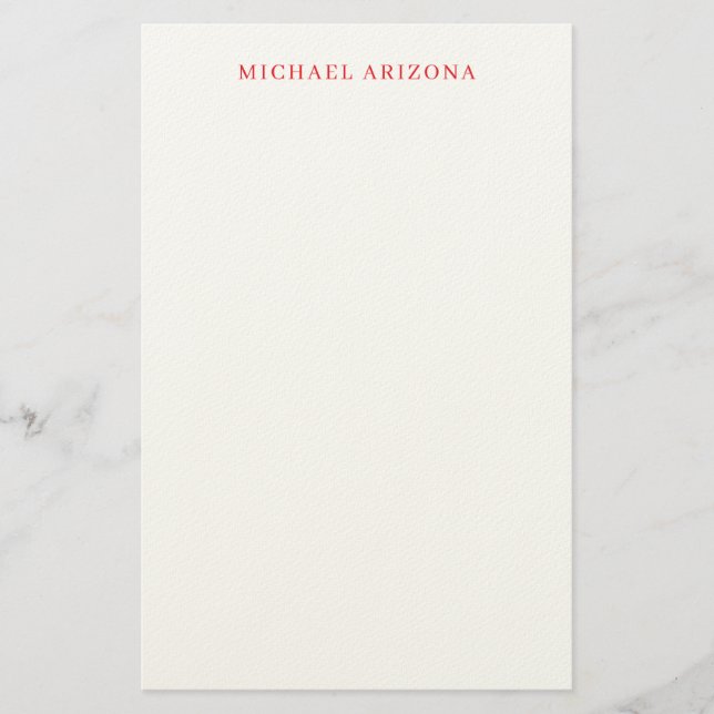 Papelaria Vermelho Branco Minimalista Simples Plano Moderno  (Frente)