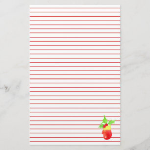 Papelaria Vermelho do azevinho do mitene do Natal alinhado