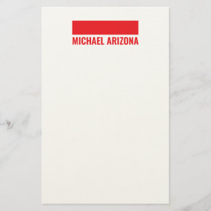 Papelaria Vermelho e Branco Minimalista Simples Nome Simples
