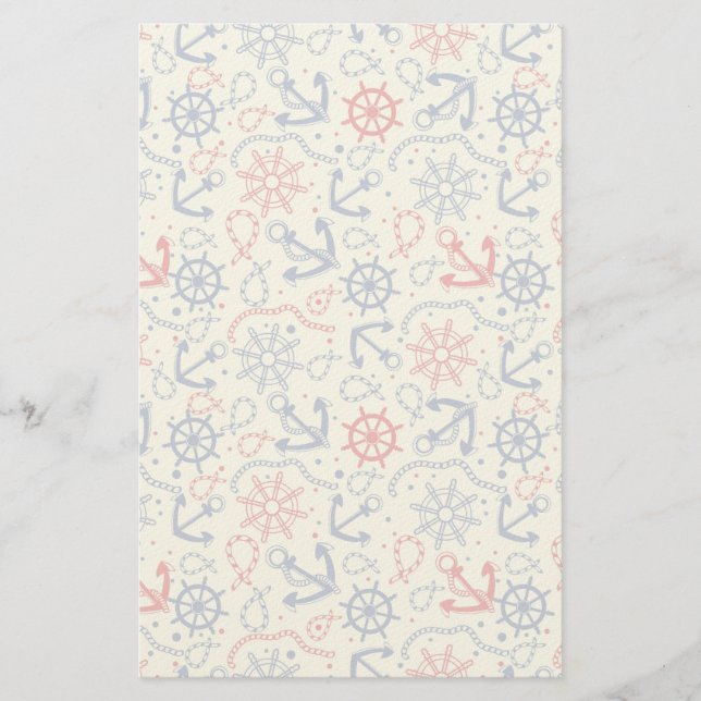 Papelaria Vermelho e fundo do marinho com âncora (Frente)