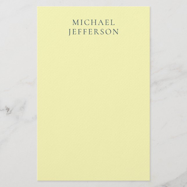 Papelaria Very Pale Yellow Minimalist Plain Modern Name (Frente)