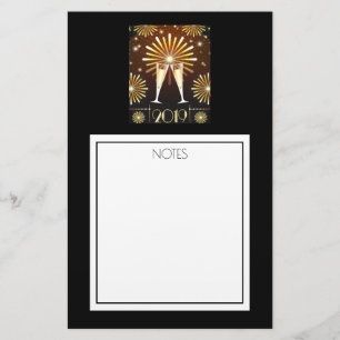Papelaria Véspera de ano novo de Champanhe e Fireworks 2019
