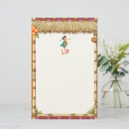 Papelaria Vibrante Tiki Luau Havaiano Tropical em Bambu