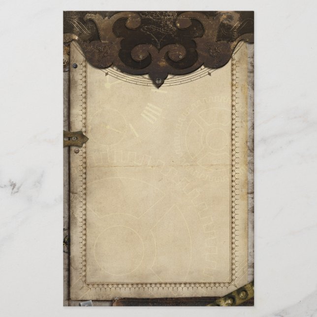 Papelaria Victorian Steampunk e engrenagens estacionárias (Frente)