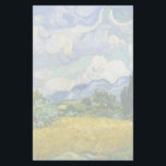 Papelaria Vincent Van Gogh Wheat Field com Cyprestes<br><div class="desc">Belo trabalho de arte de 1889 pelo famoso pintor Vincent Van Gogh,  um dos meus artistas favoritos do período impressionista. Este papel de carta do impressionismo apresenta ciprestes verdes altos e colocados contra bonito nuvens girando sobre um campo de trigo.</div>
