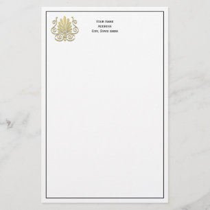 Papelaria Vintage Art Deco Plume Dourado Árabe