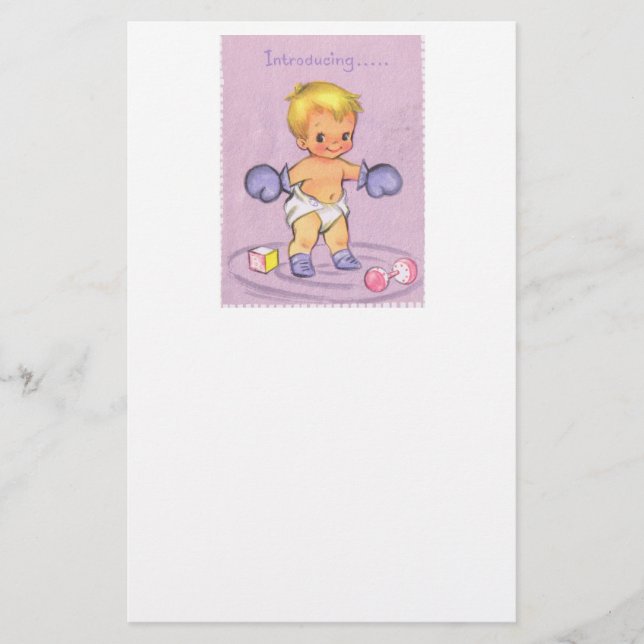 Papelaria Vintage Baby Announce/Boxing Glove (Frente)