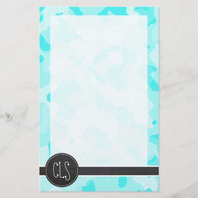 Papelaria Vintage Chalkboard; Celeste Camo; Camuflagem (Frente)