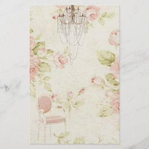 Papelaria Vintage - Chandelier Floral Rosa Rosa Elegante