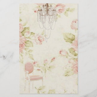 Papelaria Vintage - Chandelier Floral Rosa Rosa Elegante
