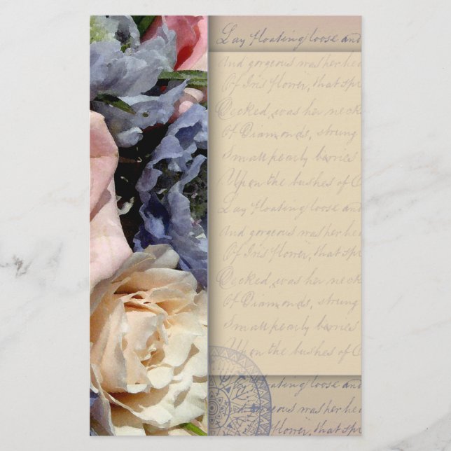 Papelaria Vintage, design de flor romântico (Frente)